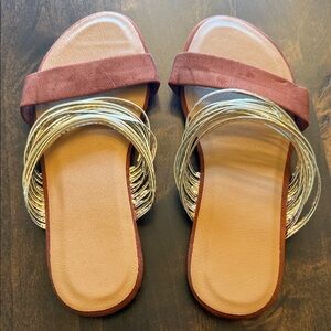 Chic Brown and Gold Women's Sandals